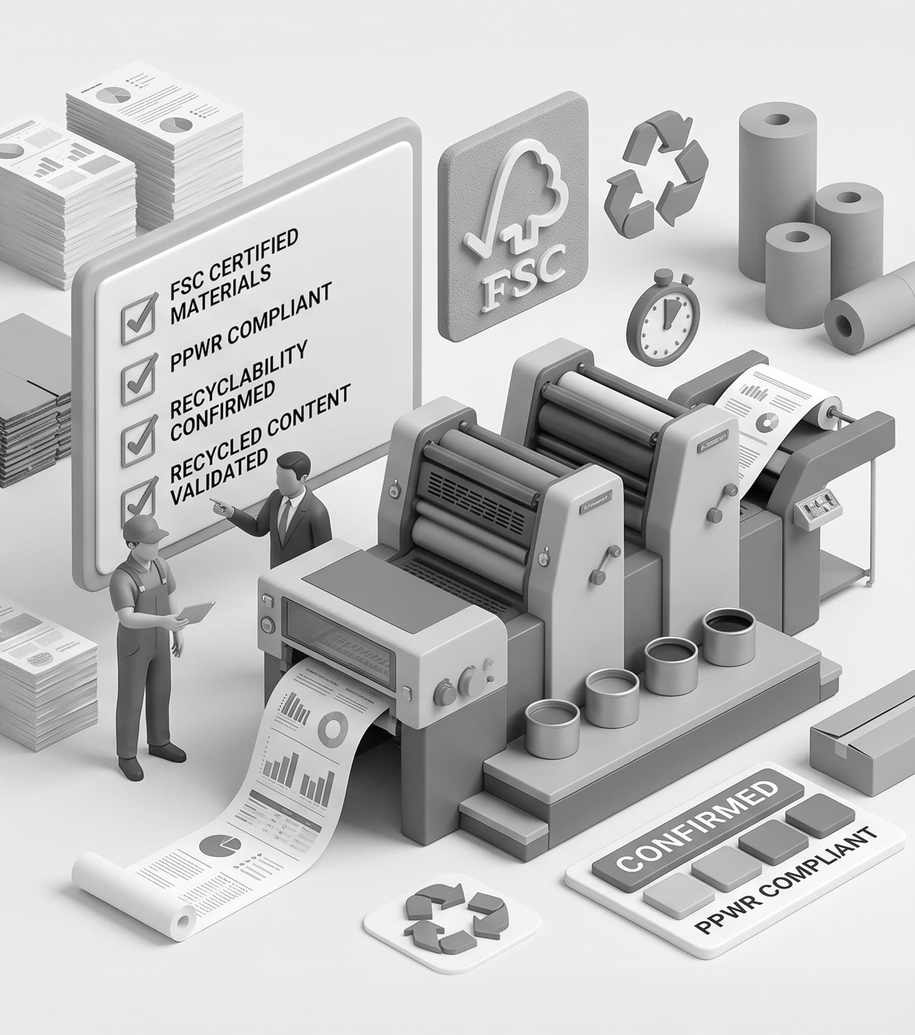 PPWR compliance, FSC, recyclability and recycled content validation
